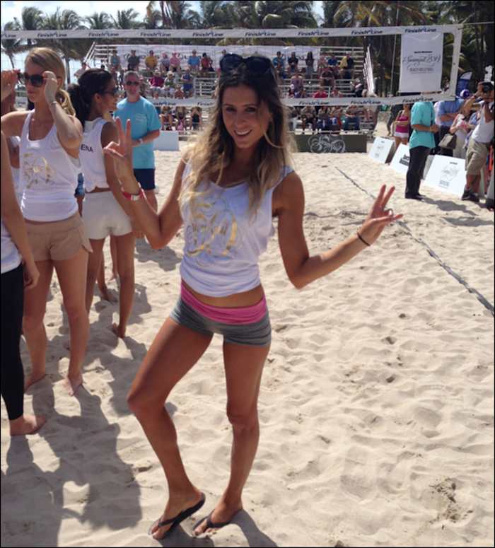 Pro-surfer Anastasia Ashley is right at home doing sporty things in a beach setting, like this Swimsuit models vs. celebrity chefs volleyball game that took place last Thursday.